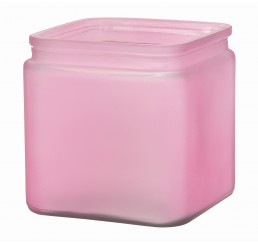 Pink Frost Glass Cube 
